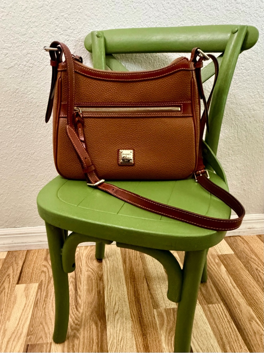 Dooney & Bourke R264 Caramel Pebble Grain Leather Crossbody Bag
